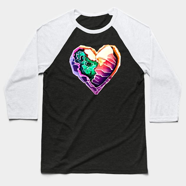 Geode Heart - Rockhound - Gelologist Baseball T-Shirt by Crimson Leo Designs